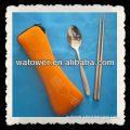 Travelling camping stainless steel Korean spoon and chopstick with neoprene bag